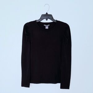 Chelsea & Theodore Black Long Puff Sleeve Top